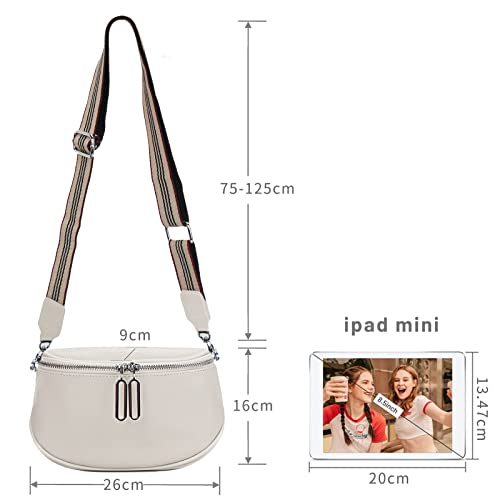 Crossbody Bag Breiter Riemen, Leder Umhängetasche, Fanny Pack Stylish, Handtasche Umhängetasche mit Karabiner-Schulterriemen