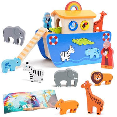 Noah's Ark Wood | Toy Animal Sorting Stack