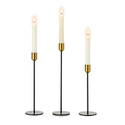 Candle holder set of 3 tall candle holders of different sizes for pillar candles Metal Vintage Modern Deco table decoration