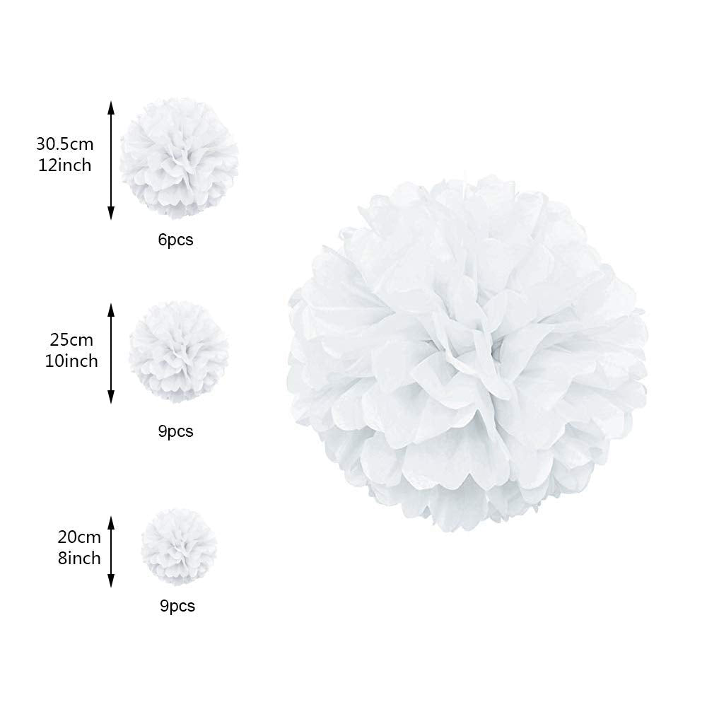 Set of 24 pompoms decoration colorful tissue paper pompoms for wedding, birthday, party