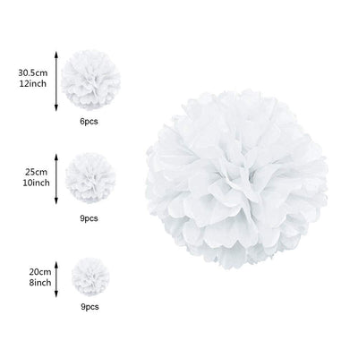 Set of 24 pompoms decoration colorful tissue paper pompoms for wedding, birthday, party