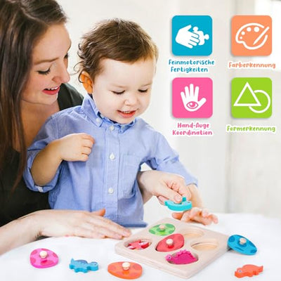 Gripping puzzle wooden puzzle | dinosaur eggs sorting puzzle for children