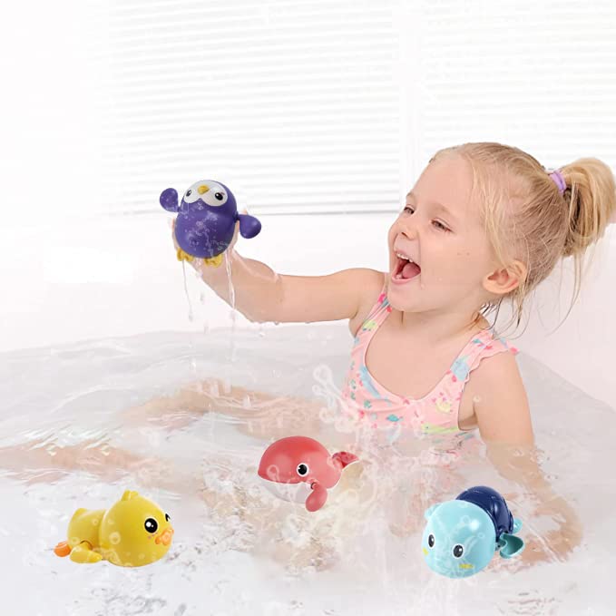 Bath toy baby 4-piece animal water toy children whales and turtle clockwork floating