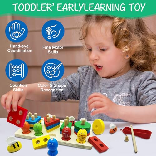 3-in-1 wooden toy, educational toy, peg puzzle, developmental toy