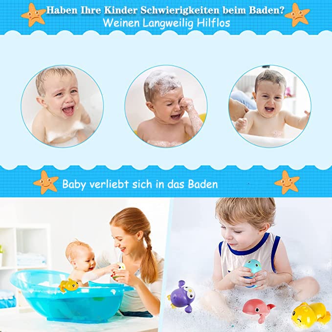 Bath toy baby 4-piece animal water toy children whales and turtle clockwork floating