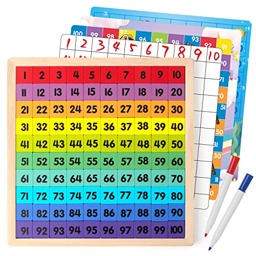 Wooden math hundred board 1-100 numbers learning educational toy Colorful counting board game