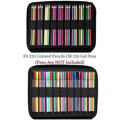 Pencil Case with 220 compartments, Portable Crayon Organizer, Waterproof Pencil Holder Case for Students, Children, Adults, Artists