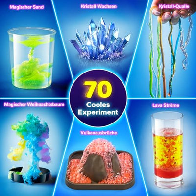 70 science experiments kit, educational science toy gifts, chemistry set, crystal growth, eruption volcano