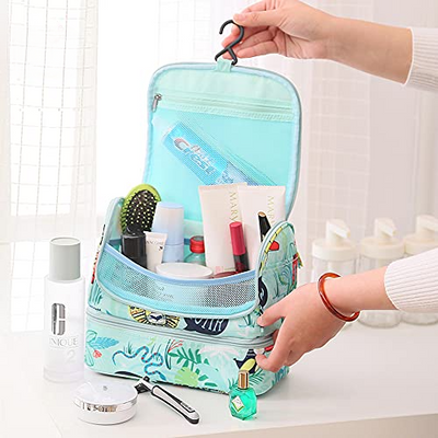 Toiletry Bag Travel Toiletry Bag Foldable Waterproof Cosmetic Bag Constitution Shower Bag with Carrying Handle and Hook for Travel, Toiletries, Makeup (Animal)