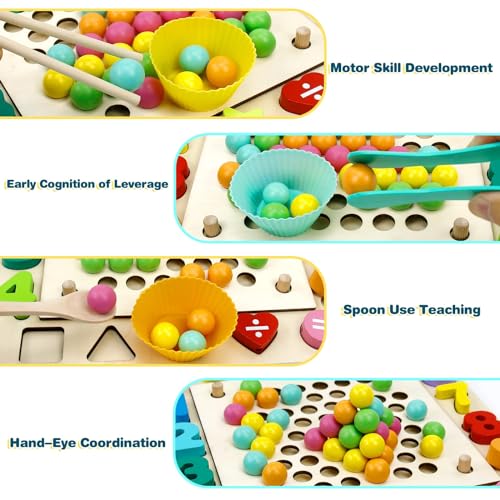 Wooden toy motor activity toy 6 in 1 magnet fishing game