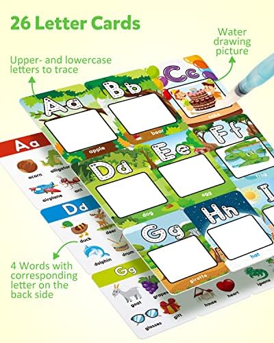 Alphabet cartes à colorier dans l'eau, Aqua Painting Doddle flashcards, dessin de 26 lettres ABC mots, jouet d'apprentissage éducatif