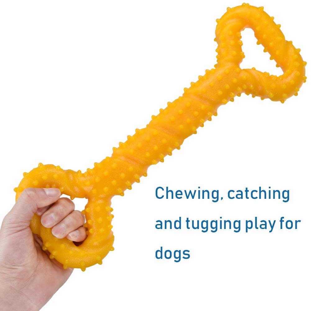 Jouet pour chien robuste en forme d'os à mâcher en caoutchouc dur avec un design convexe
