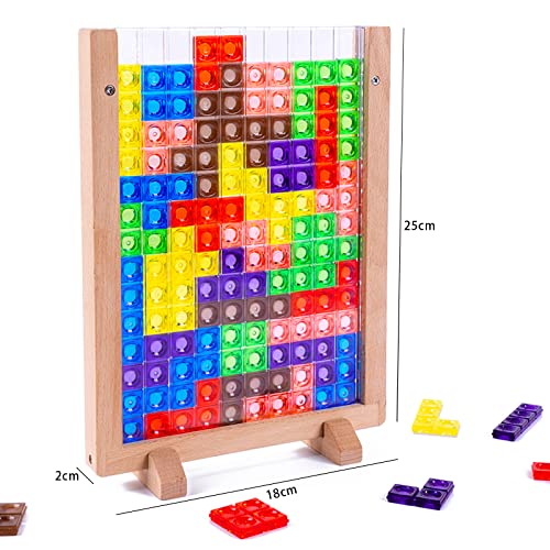 3D transparent brain toy, Tetris game puzzle set, intelligence colorful blocks brain toy