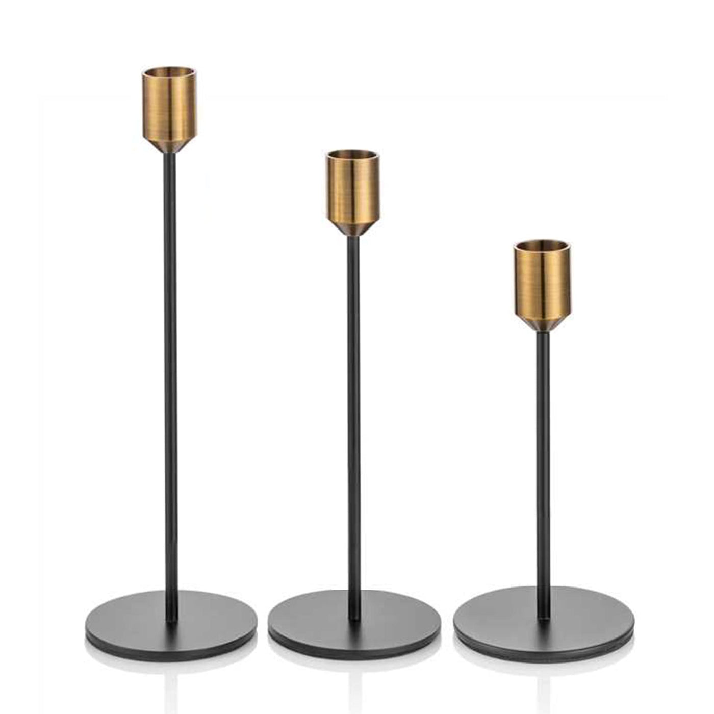 Candle holder set of 3 tall candle holders of different sizes for pillar candles Metal Vintage Modern Deco table decoration