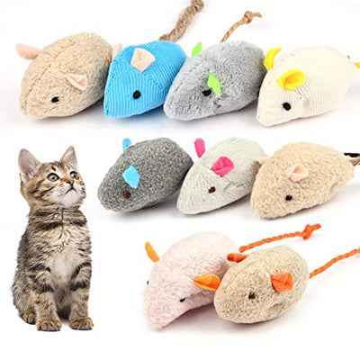 Jouet souris pour chat, souris en peluche 9 pièces avec herbe à chat, jouet interactif pour chats et chatons