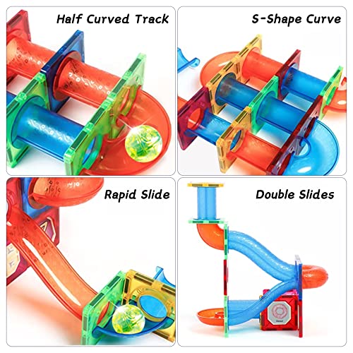 Magnetic building blocks, 75 pieces STEM construction tile magnetic blocks marble run building blocks educational toy everyday building toy