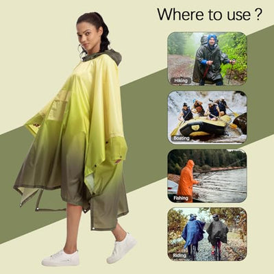 Rain cape Raincoat Rain jacket Waterproof Hiking Cycling Outdoor 3in1 Multipurpose