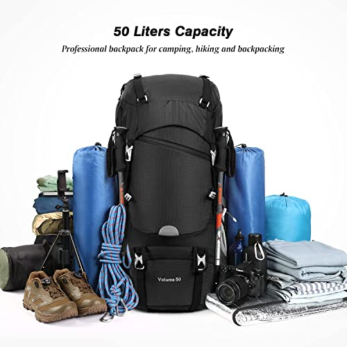 Hiking Backpack 50L, Waterproof Trekking Backpack Travel Backpack Outdoor Hiking Backpack With Rain Cover, Backpacker Backpack For Hiking, Climbing, Camping, Travel Sports