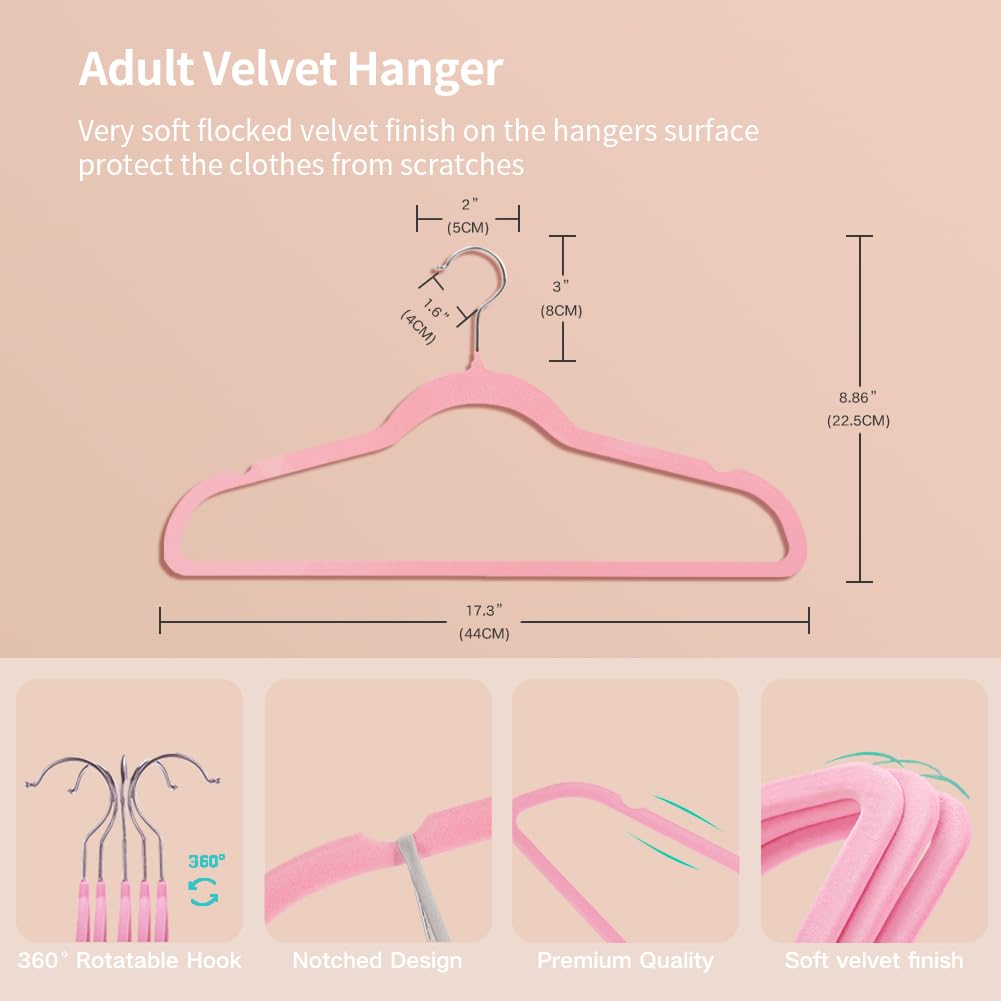 Velvet Hangers Non-slip Hangers with Shoulder Notches for Adults