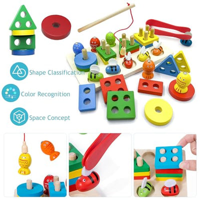 3-in-1 wooden toy, educational toy, peg puzzle, developmental toy