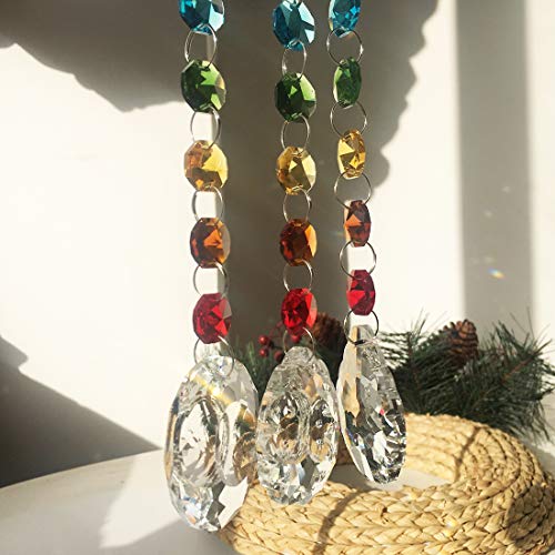 3 pieces crystal rainbow suncatcher,Hanging glass suncatcher with chaрусс