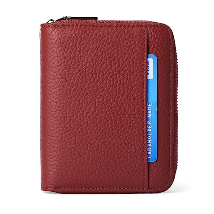 Leather wallet protective credit card holder, wallet with zipper, organ-style wallet, business card holder with many compartments