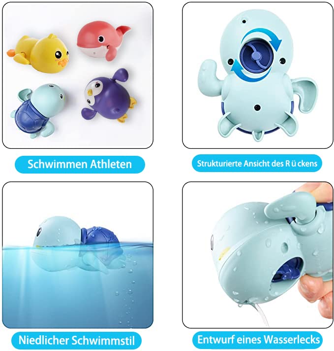 Bath toy baby 4-piece animal water toy children whales and turtle clockwork floating