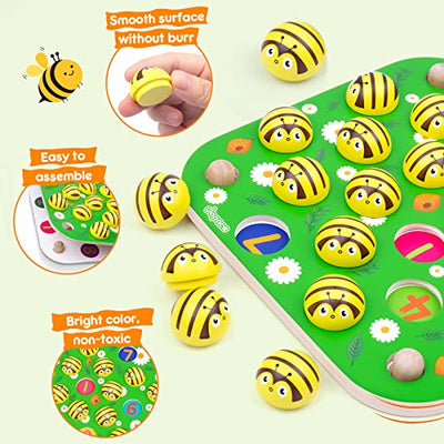 Memory game wooden puzzle for children, bee garden patterns, wooden toy motor skills toy educational toy