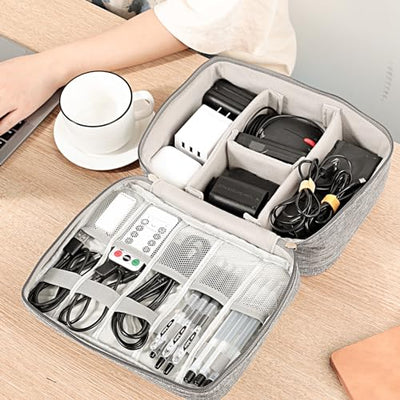 Kabeltasche Universal Travel Cable Organizer Bag Cubes Cable Case, 2 Layer Waterproof Adjustable Cable Organizer für Handy-Ladekabel, Powerbank, USB-Sticks, SD-Karten