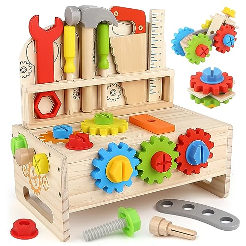 Wooden toy workbench children's toolbox