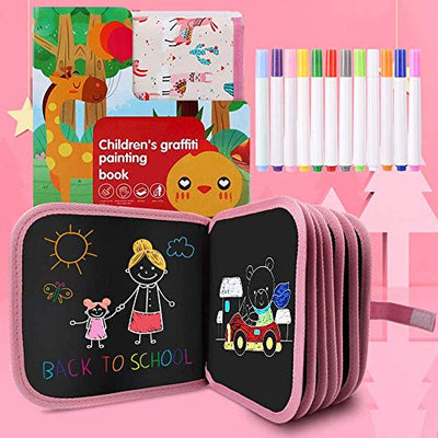 Coloring book for children, portable wipeable graffiti drawing board with 12 colored pencils