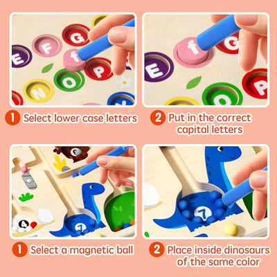 Jeu de labyrinthe magnétique 2 en 1 pour les enfants d'âge préscolaire, tableau en bois double face, aimant de couleurs et de chiffre
