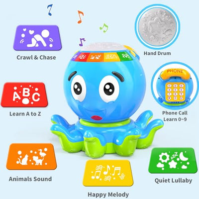 Octopus crawling baby toy with light & music children's toy