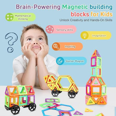 Magnetische Bauklötze 53 Stück magnetisches Spielzeug Magnete Kinder magnetische Bauklötze