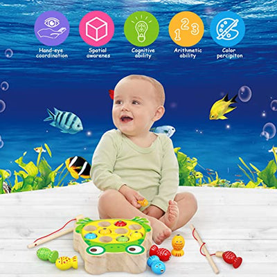 Wooden toy Magnetic fishing game Wooden toy, baby motor skills toy