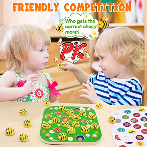 Memory game wooden puzzle for children, bee garden patterns, wooden toy motor skills toy educational toy