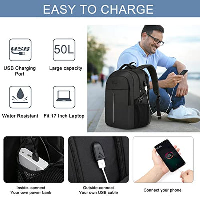 Large laptop backpack laptop bag for school work with USB charging port Waterproof