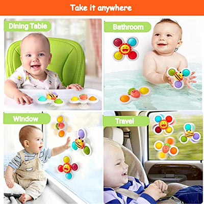 Baby toy Educational toy Motor skills toy Colorful shape sorter with 3 suction cup spinners and bead maze