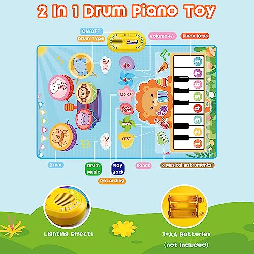 Babyspielzeug, 2-in-1-Musikmatte, Klaviermatte für Kleinkinder, Trommelspielzeug