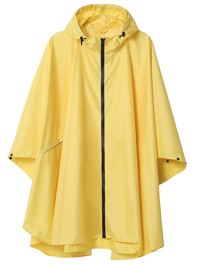 Rain cape with hood zipper, reusable raincoat, rain poncho bike hiking