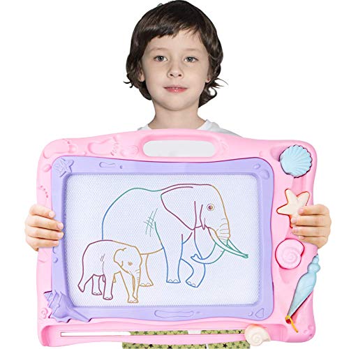 Large magnetic drawing board magic board, magic drawing board with 3 magnetic stamps and magnetic pencil