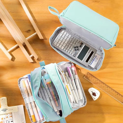 Pencil case with large capacity 3 compartment pencil case Portable pencil case school for student