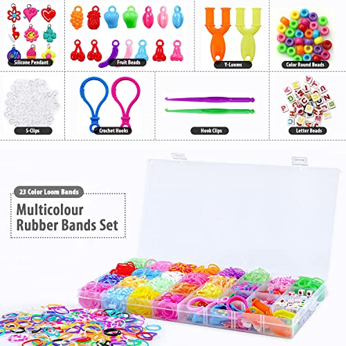 Set pour enfants, 2500+ élastiques colorés boîte de bricolage avec accessoires pour bracelets