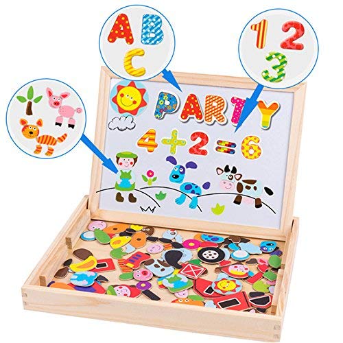 magnetic wooden puzzle easel double-sided board wooden board doodle for children