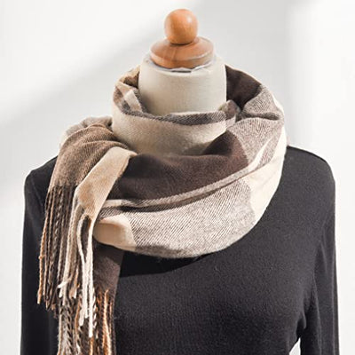 Winter Senior Plaid Cashmere Scarf,Plaid Pashmina Oversized Fall Scarf Stoles