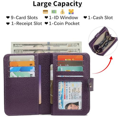 Fermeture Éclair Portefeuille avec Poche à Monnaie et Protection RFID
