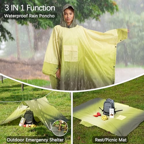 Rain cape Raincoat Rain jacket Waterproof Hiking Cycling Outdoor 3in1 Multipurpose