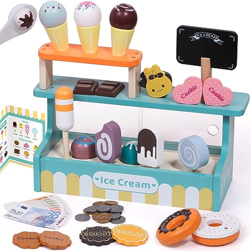 Toy store accessories kitchen accessories children wooden handle food play money ice cream store ice cream parlor