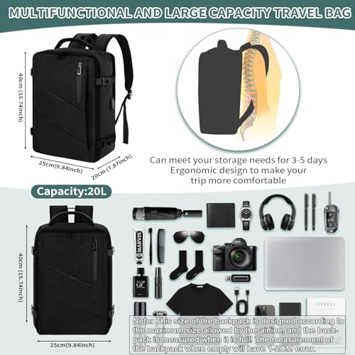 Hand Luggage Backpack Laptop Waterproof, Travel Backpack Hand Luggage Airplane Large, With USB Port