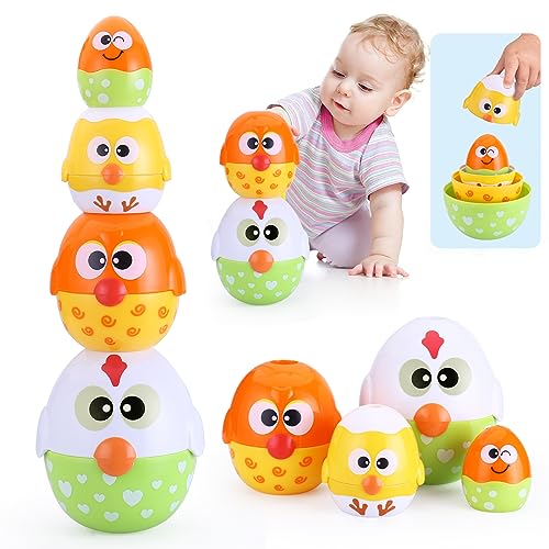 8 PCS egg stacking tower ，stacking game educational toy gift for babies